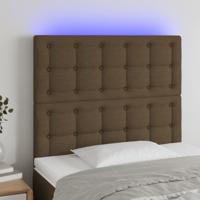 Hoofdbord LED 90x5x118/128 cm stof donkerbruin