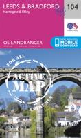 Wandelkaart - Topografische kaart 104 Landranger Active Leeds / Bradford - Harrogate / Ilkley | Ordnance Survey