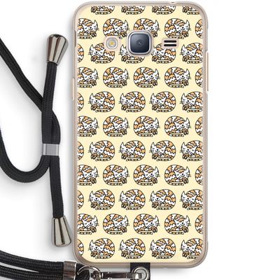 Slapende poes: Samsung Galaxy J3 (2016) Transparant Hoesje met koord