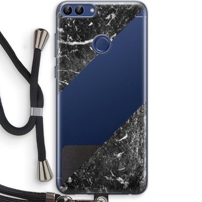 Zwart marmer: Huawei P Smart (2018) Transparant Hoesje met koord