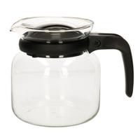 Theepot - glas - kunststof deksel - zwart - 1 liter - theekan