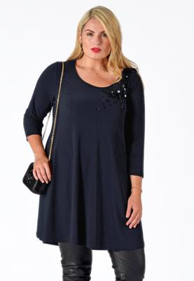 Yoek Tuniek wide bot pailletten | Blauw | Maat L