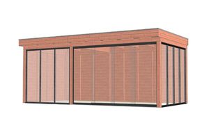 Tijdelijk 15% korting | Trendhout Buitenverblijf Casa 610x330 cm - Combinatie 1- Plat dak- Onbehandeld lariks Douglas hout- Trendhout