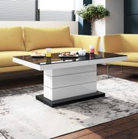 Uitschuifbare salontafel Matera Lux 120 tot 170 cm breed - Hoogglans zwart met wit - thumbnail