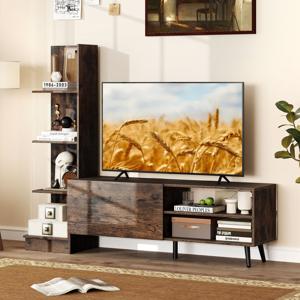 TV-tafel voor TV's tot 50 inch TV-kast met Boekenplank & Verstelbare Plank Koffie