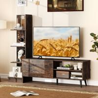 TV-tafel voor TV's tot 50 inch TV-kast met Boekenplank & Verstelbare Plank Koffie