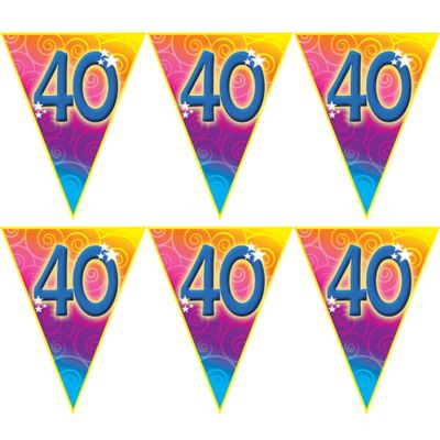 4x stuks verjaardag thema 40 jaar geworden feest vlaggenlijn van 5 meter