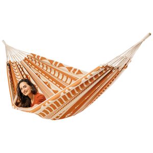 Familie hangmat - 400x180cm - Oranje - 200kg draagkracht- 100% katoen - binnen & buiten