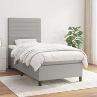 Boxspring met matras stof lichtgrijs 90x190 cm