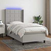 Boxspring met matras en LED stof lichtgrijs 80x200 cm