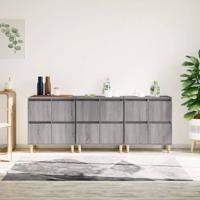 Dressoirs 3 st 60x35x70 cm bewerkt hout grijs sonoma eikenkleur