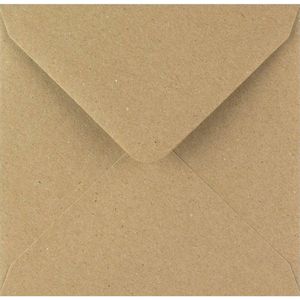 Benza wenskaart enveloppen vierkant 14 x 14 cm - Bruine kraft - 80 stuks