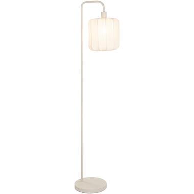 Vloerlamp Fenne - beige metaal/stof - E27 - 160x37x25 cm - Leen Bakker