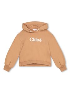 Chloé Kids hoodie en coton biologique à logo brodé - Marron