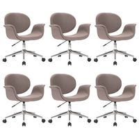 The Living Store Eetkamerstoelen Draaibaar - Set van 6 - Taupe - 67 x 62 x 80-87.5 cm