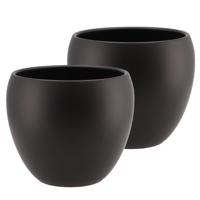 DK Design Bloempot/plantenpot - 2x - Vinci - zwart mat - voor kamerplant - D19 x H22 cm