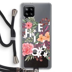 Hello in flowers: Samsung Galaxy A42 5G Transparant Hoesje met koord