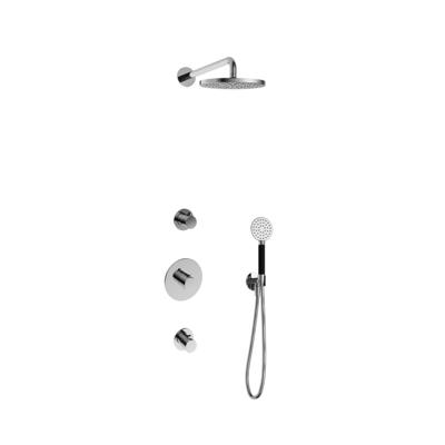 Hotbath Cobber - Inbouw Regendoucheset - Chroom - 2 Stopkranen - Thermostatisch - Wandarm 38.5 cm - Hoofddouche 200 mm - Ronde Handdouche 3 Standen - Waterbesparend