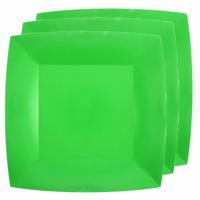 Feest gebaksbordjes - felgroen - 10x - karton - 18 cm - vierkant - kartonnen feestbordjes Feest gebaksbordjes - felgroen - 10x - karton - 18 cm - vierkant - kartonnen feestbordjes