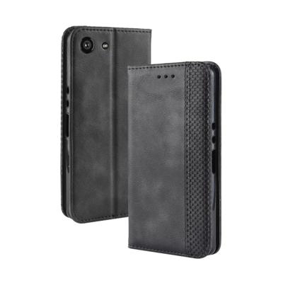 Magnetische Buckle retro Crazy Horse textuur horizontale Flip lederen case voor Sony Xperia ACE SO-02L met houder & kaartsleuven & fotolijstjes (zwar