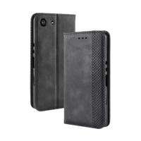 Magnetische Buckle retro Crazy Horse textuur horizontale Flip lederen case voor Sony Xperia ACE SO-02L met houder & kaartsleuven & fotolijstjes (zwar