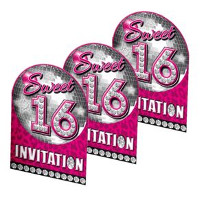 Sweet 16 thema party uitnodigingskaarten 40x stuks