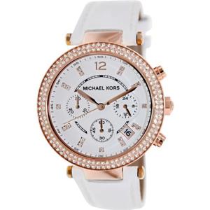 Michael Kors Heren Parker MK2281 wit lederen quartz modehorloge