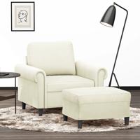 Fauteuil met voetenbank 60 cm fluweel crèmekleurig Fauteuil met voetenbank 60 cm fluweel crèmekleurig