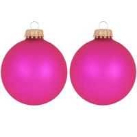 Krebs Kerstballen - bubbelgum roze - 16x - glas - 7 cm