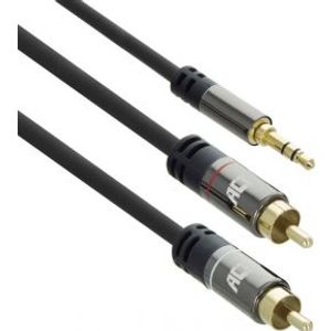 ACT 1,5 meter High Quality audio aansluitkabel 1x 3,5mm stereo jack male - 2x tulp male