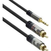 ACT 1,5 meter High Quality audio aansluitkabel 1x 3,5mm stereo jack male - 2x tulp male - thumbnail