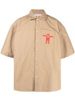 Walter Van Beirendonck chemise oversize à logo imprimé - Marron - thumbnail