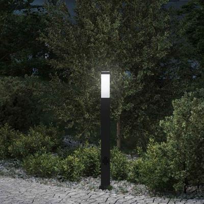 Bolderarmatuur met stopcontact 80 cm Zwart IP44