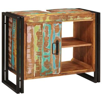 Wastafelonderkast met de deur Massief Gerecycled Hout, Ijzer