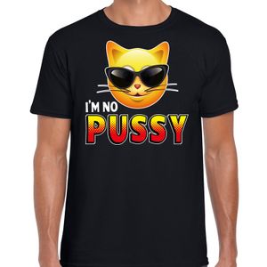 Funny emoticon t-shirt I am no pussy zwart heren