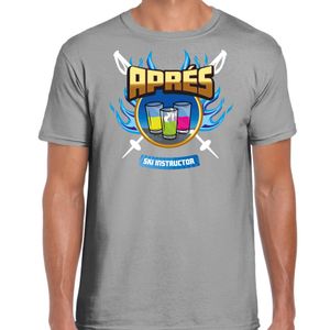 Wintersport verkleed t-shirt voor heren - apres ski instructor - grijs - winter outfit