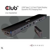 CLUB3D USB 3.2 GEN1 C TRIPLE DISPLAY DYNAMIC 100W PD CHARGING DOCK. THE 5 X USB-A PORTS Docking USB - thumbnail