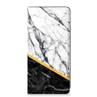 Samsung Galaxy A21s | Standcase | Marmer Wit Zwart - Origineel Cadeau Man