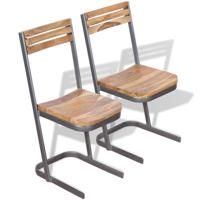 Eetkamerstoelen 2 st massief teakhout