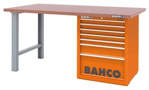 Bahco Werkbank | heavy-duty | met MDF werkblad | ladeblok | 7 lades | 2 poten | oranje | 1500 mm x 750 mm x 880 mm - 1495KH7WB15TD