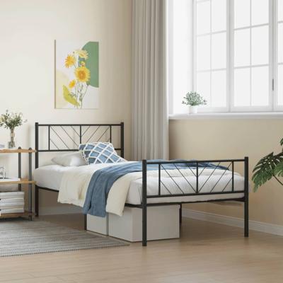 Bedframe met hoofd- en voeteneinde metaal zwart 100x200 cm