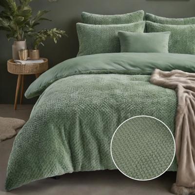 Dekbedovertrek Rabbit Fur - Eenpersoons (140x200 cm) - Groen Microvezel - Dessin: Patroon, Luxe - Sleeptime - Dekbed-Discounter.nl