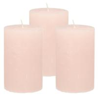 Atmosphera Stompkaars - 3x - licht roze - 5 x 8 cm - klein rustiek model - cilinderkaars - kaars