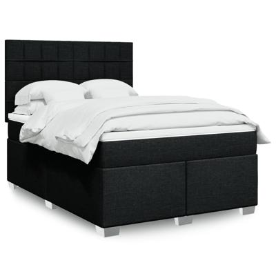 Boxspring met matras stof zwart 140x190 cm