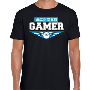 Verkozen tot beste gamer t-shirt zwart heren - Cadeau shirt