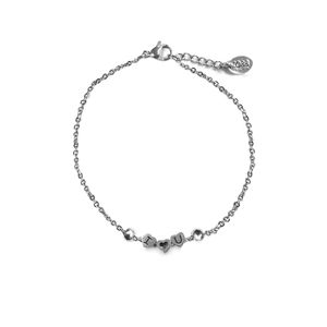 CO88 Collection 8CB-90053 - Stalen armband met bedel - I love u - 16 + 3 cm - zilverkleurig