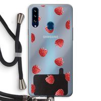 Framboosjes: Samsung Galaxy A20s Transparant Hoesje met koord