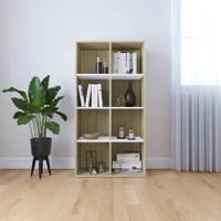Boekenkast/dressoir 66x30x130 cm hout wit en sonoma eikenkleur