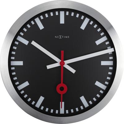 NeXtime NE-3999STZW Wandklok Dia. 35 Cm, Geborsteld Aluminium, &apos;Station&apos;