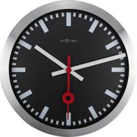 NeXtime NE-3999STZW Wandklok Dia. 35 Cm, Geborsteld Aluminium, &apos;Station&apos;